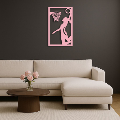 Basketball Girl Silhouette Metal Wall Art