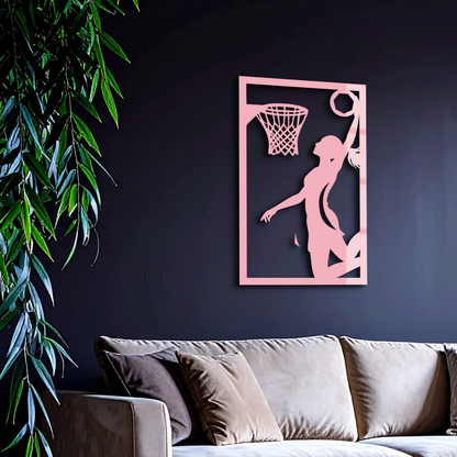 Basketball Girl Silhouette Metal Wall Art