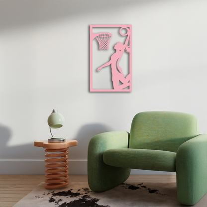Basketball Girl Silhouette Metal Wall Art