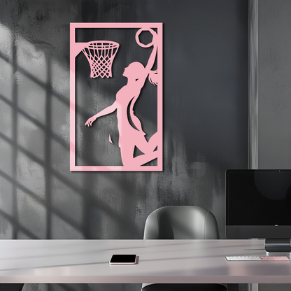 Basketball Girl Silhouette Metal Wall Art