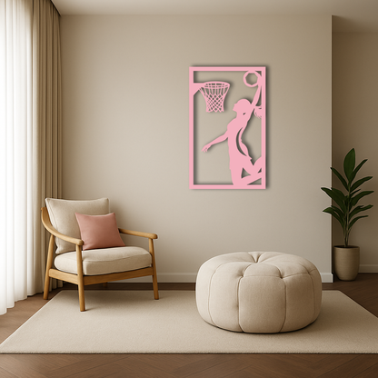 Basketball Girl Silhouette Metal Wall Art