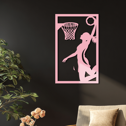 Basketball Girl Silhouette Metal Wall Art