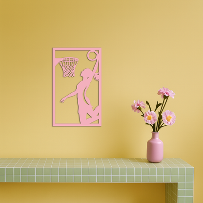 Basketball Girl Silhouette Metal Wall Art