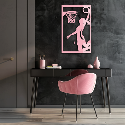 Basketball Girl Silhouette Metal Wall Art