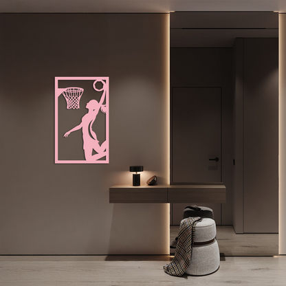 Basketball Girl Silhouette Metal Wall Art