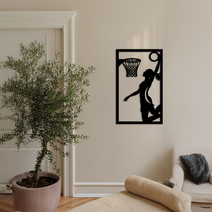Basketball Girl Silhouette Metal Wall Art