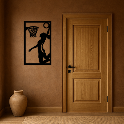 Basketball Girl Silhouette Metal Wall Art