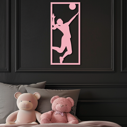 Volleyball Player Silhouette Metal Wall Art