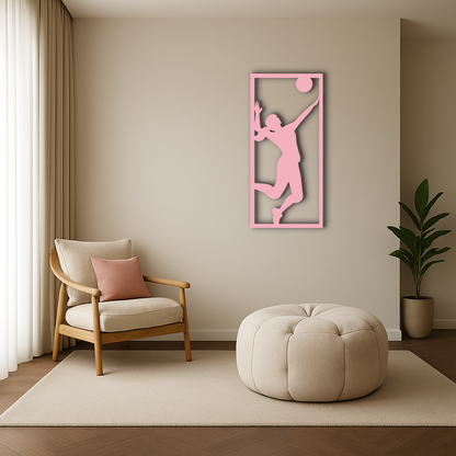 Volleyball Player Silhouette Metal Wall Art