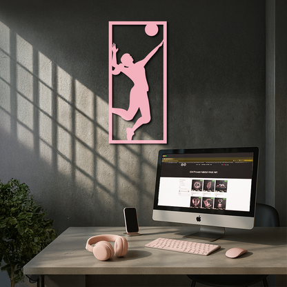 Volleyball Player Silhouette Metal Wall Art