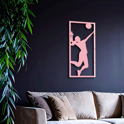 Volleyball Player Silhouette Metal Wall Art