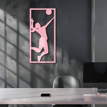 Volleyball Player Silhouette Metal Wall Art