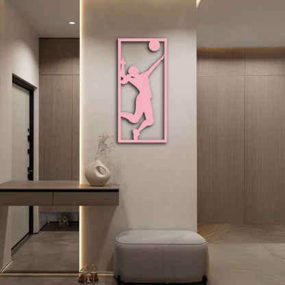 Volleyball Player Silhouette Metal Wall Art