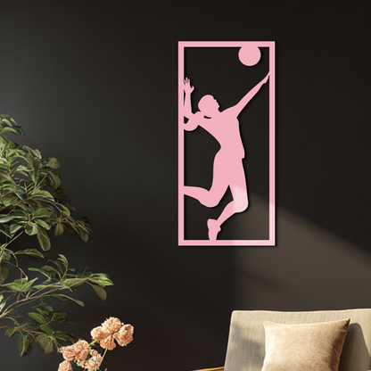 Volleyball Player Silhouette Metal Wall Art