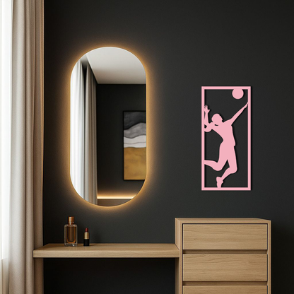 Volleyball Player Silhouette Metal Wall Art