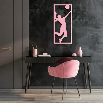 Volleyball Player Silhouette Metal Wall Art