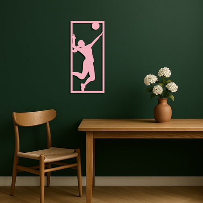 Volleyball Player Silhouette Metal Wall Art