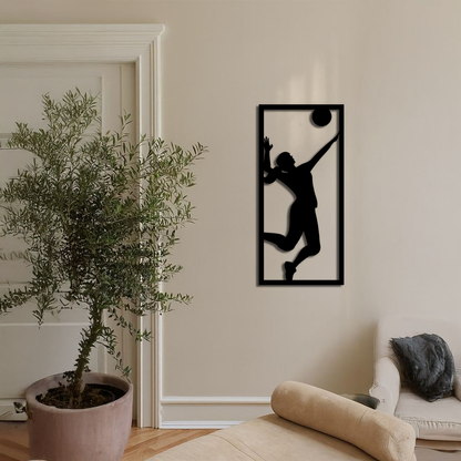 Volleyball Player Silhouette Metal Wall Art