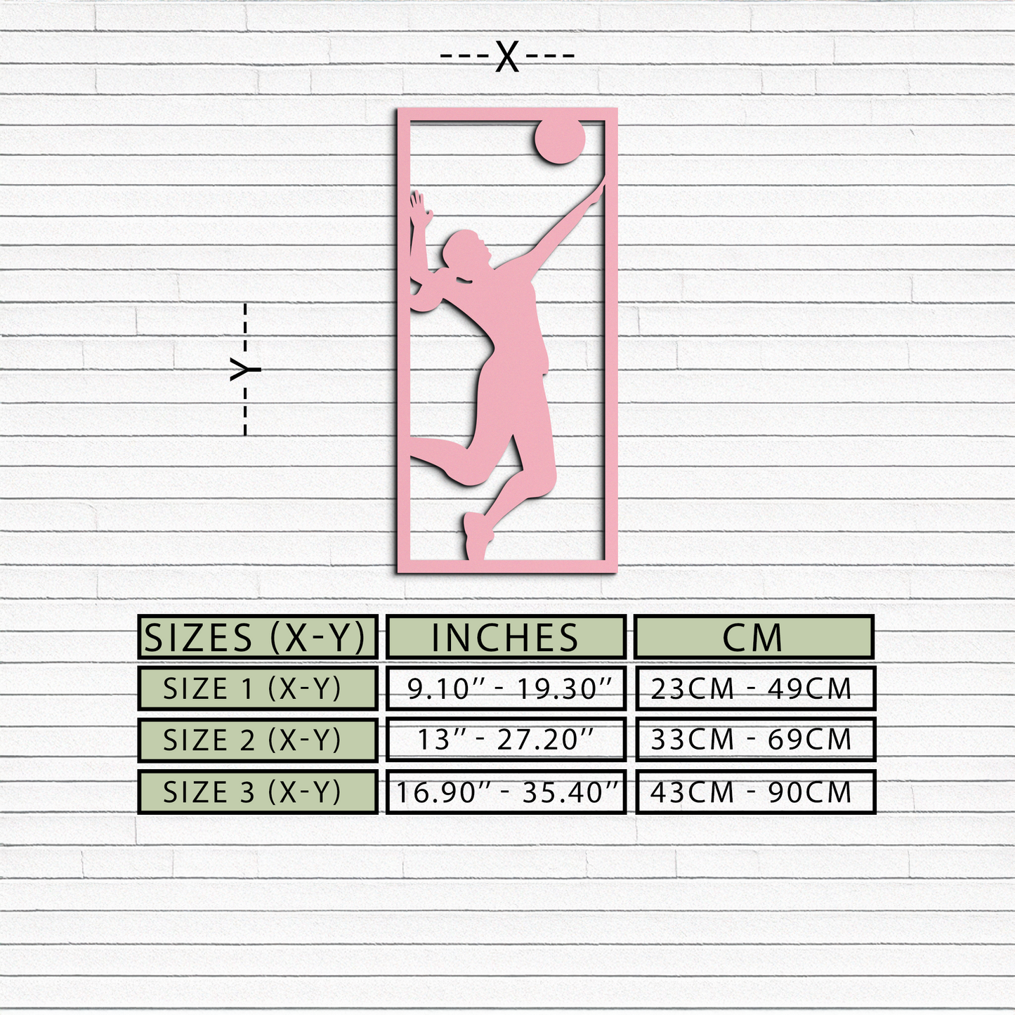 Volleyball Player Silhouette Metal Wall Art - Pink Modern Sports Décor - KAFGP186