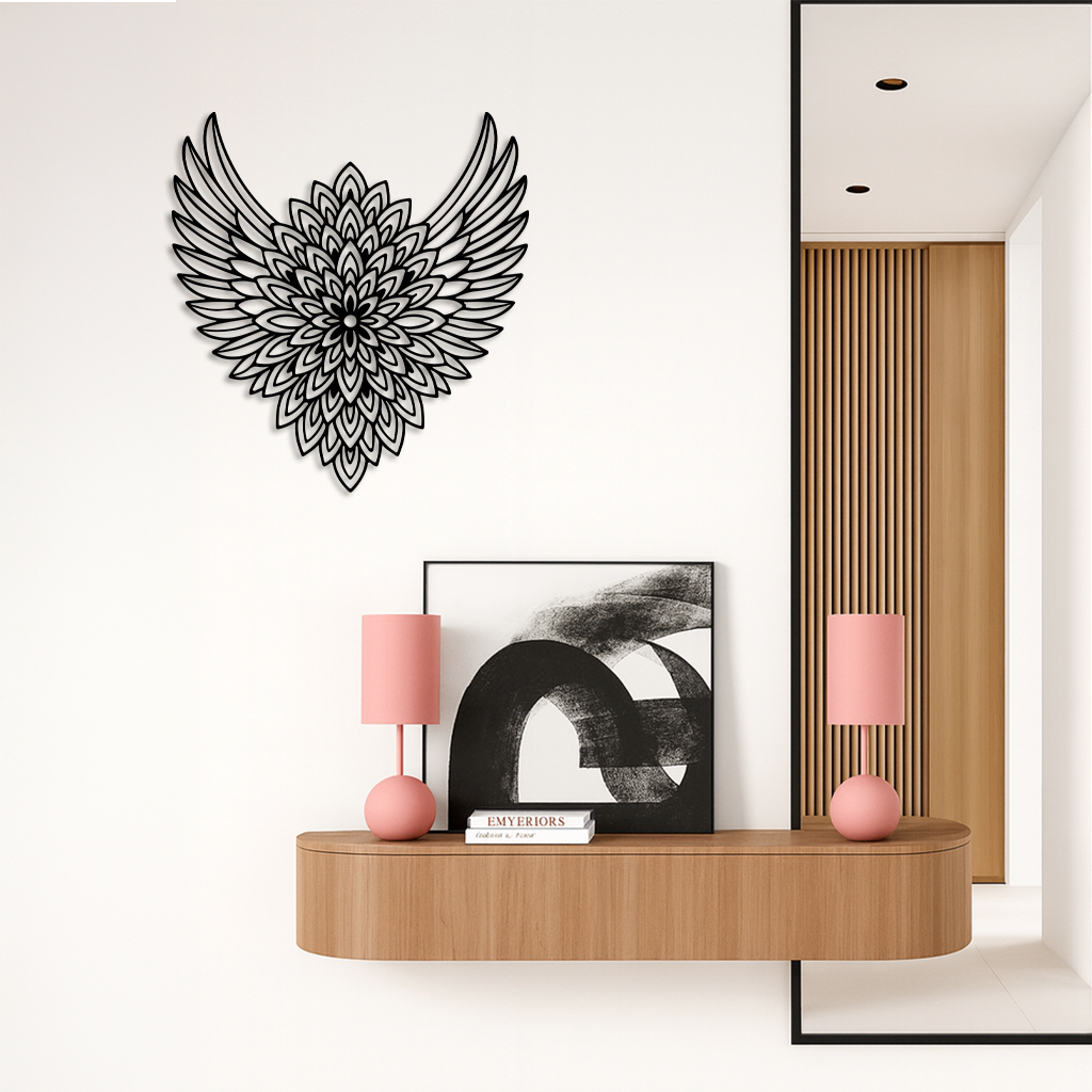 Winged Mandala Metal Wall Art