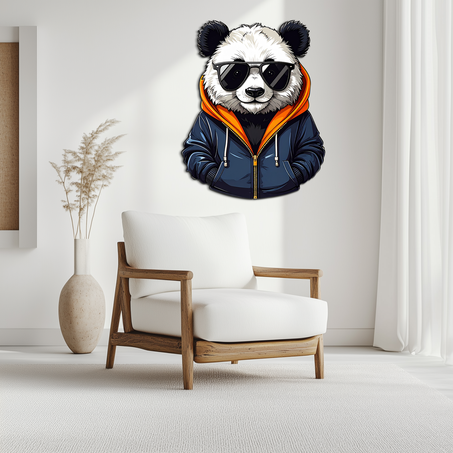 Cool Panda Hoodie Metal Wall Art - Urban Animal Decor