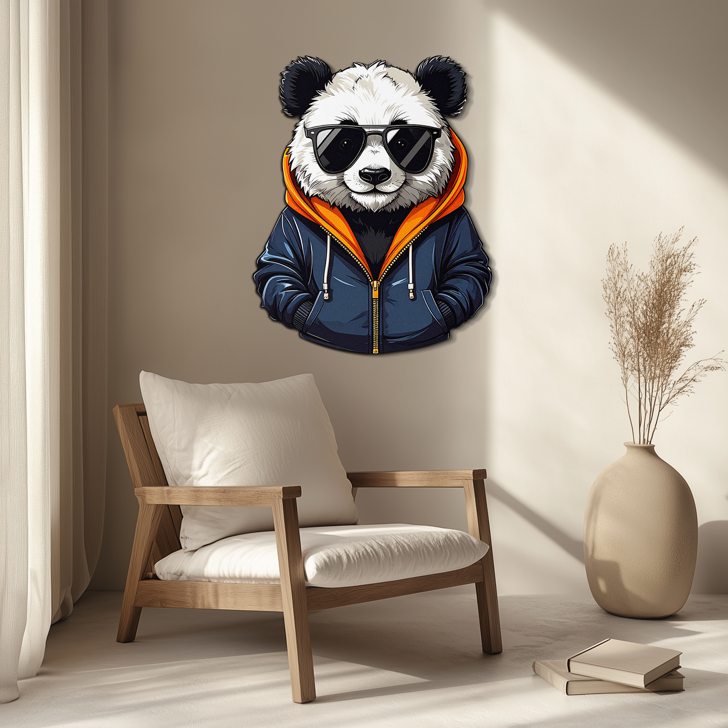 Cool Panda Hoodie Metal Wall Art - Urban Animal Decor