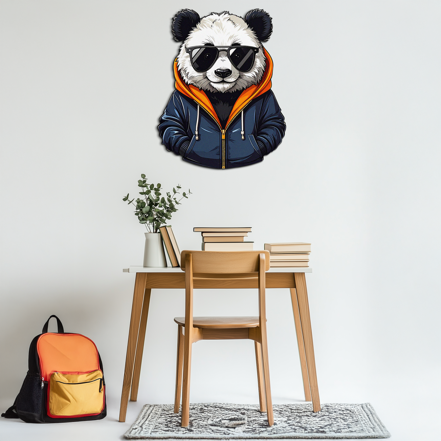 Cool Panda Hoodie Metal Wall Art - Urban Animal Decor