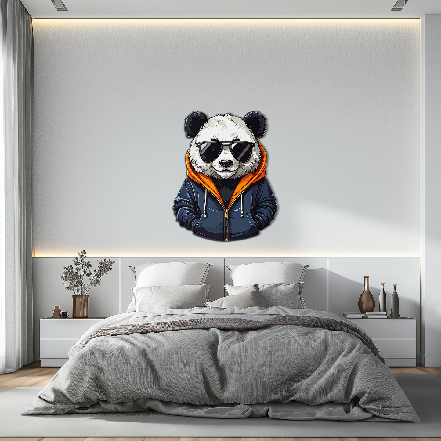 Cool Panda Hoodie Metal Wall Art - Urban Animal Decor