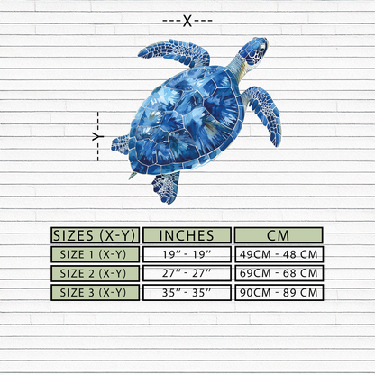Blue Mosaic Sea Turtle Metal Wall Art - Coastal Ocean Decor