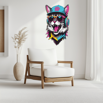 Cool Cat DJ Metal Wall Art - Street Style Decor