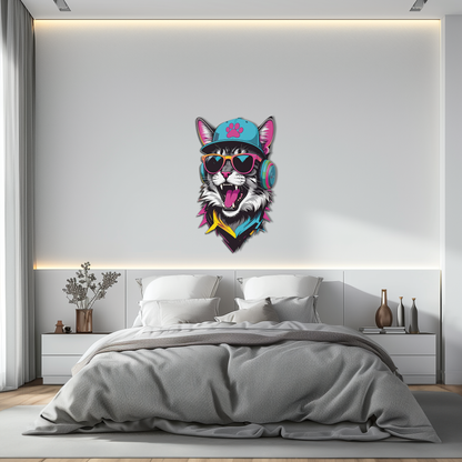 Cool Cat DJ Metal Wall Art - Street Style Decor