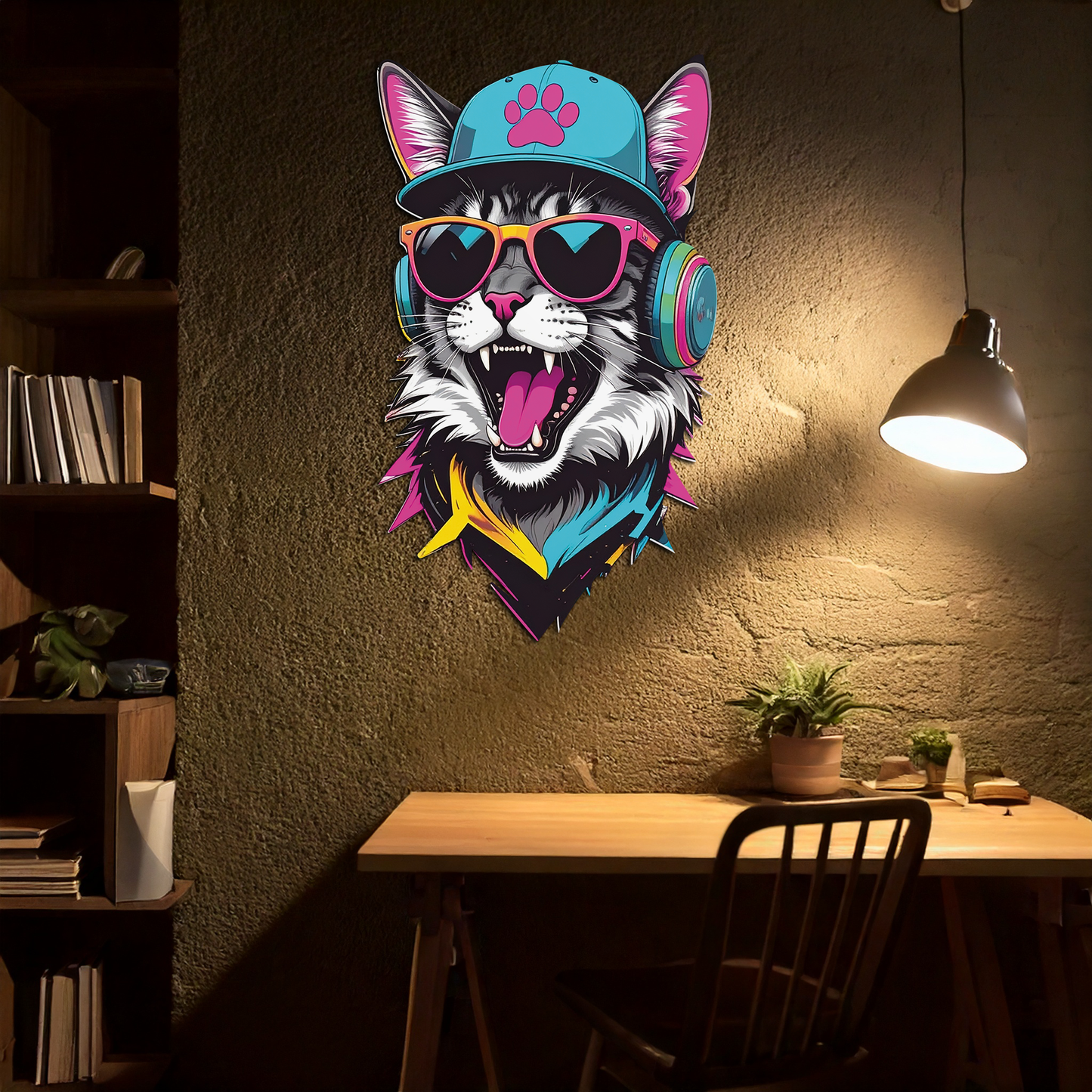 Cool Cat DJ Metal Wall Art - Street Style Decor