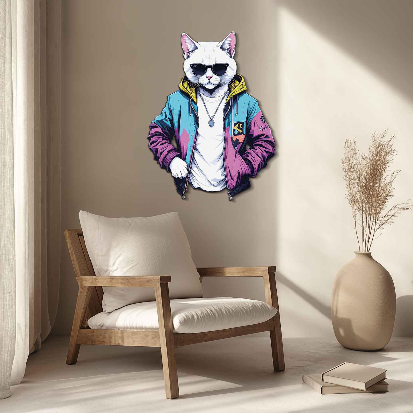 Street Style Cat Metal Wall Art - Urban Decor