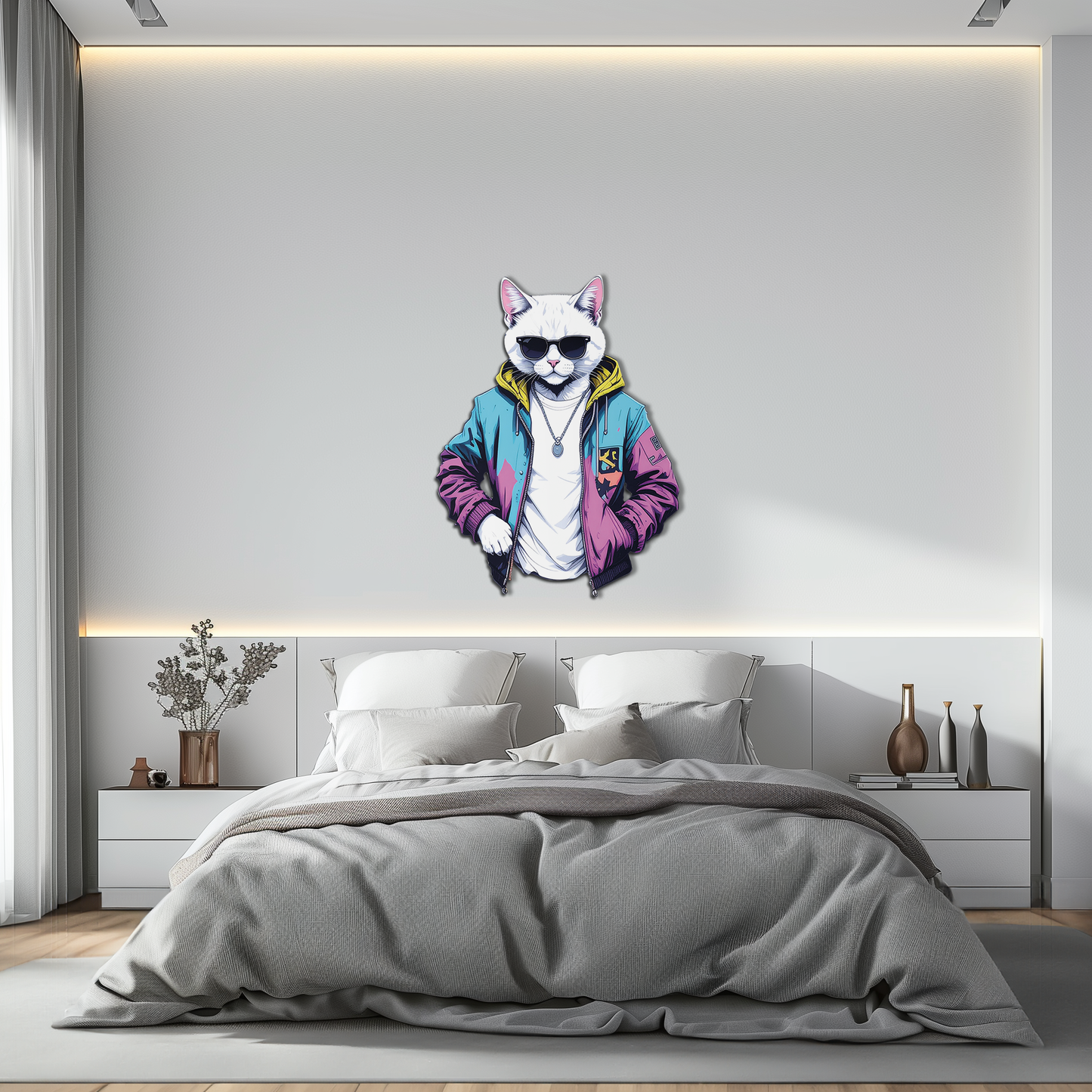 Street Style Cat Metal Wall Art - Urban Decor