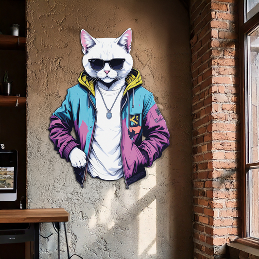 Street Style Cat Metal Wall Art - Urban Decor