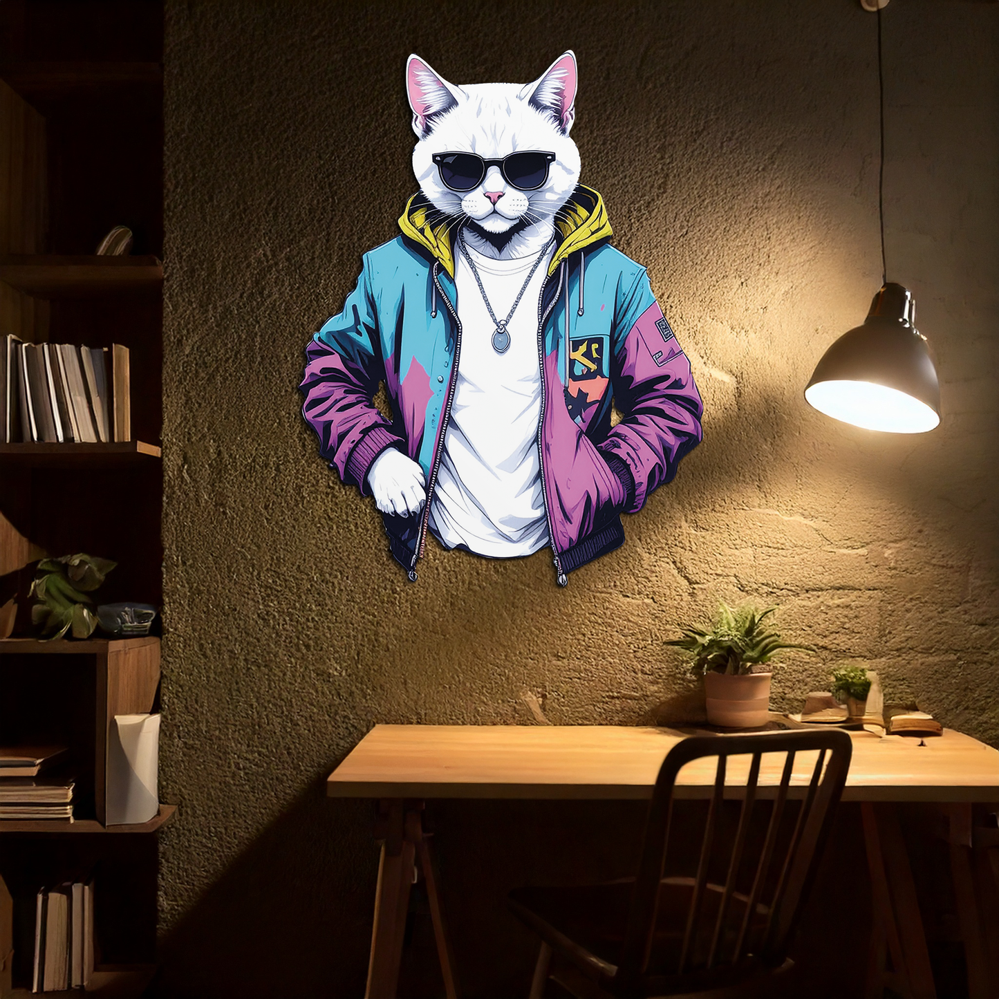 Street Style Cat Metal Wall Art - Urban Decor