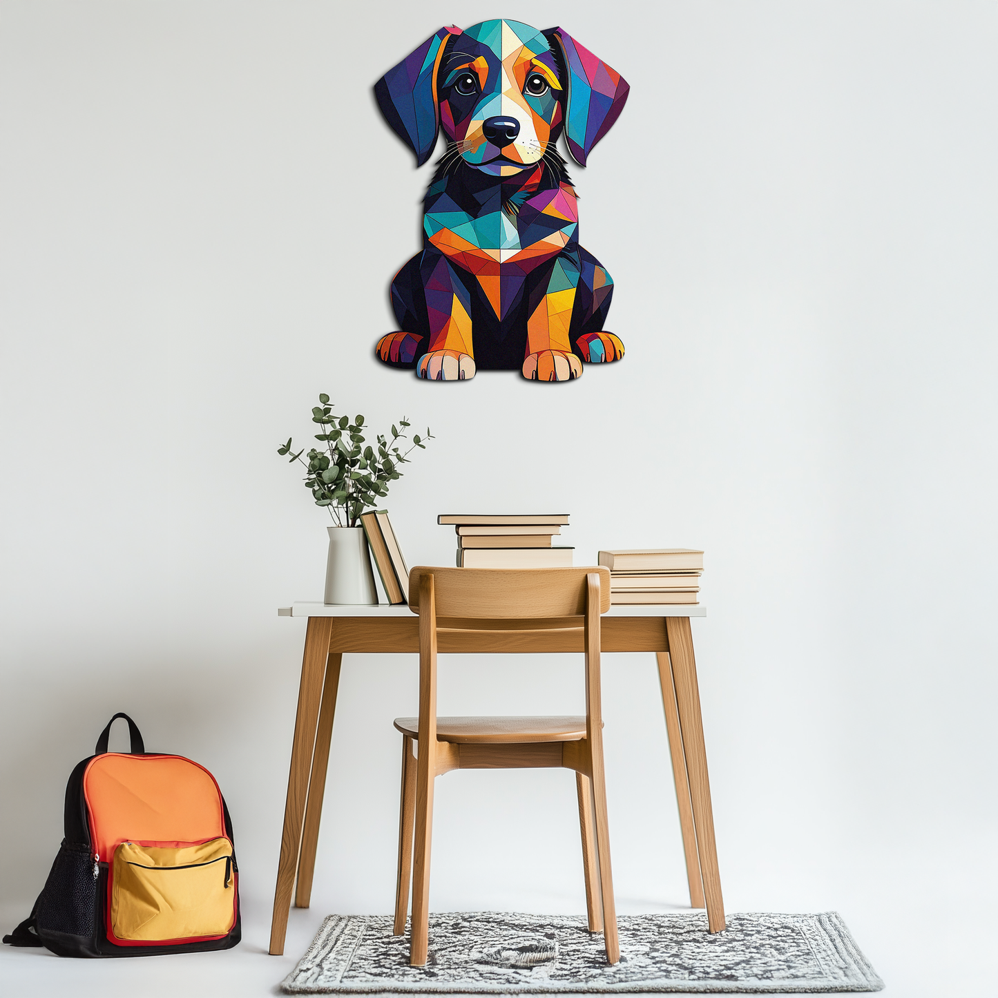 Colorful Geometric Dog Metal Wall Art