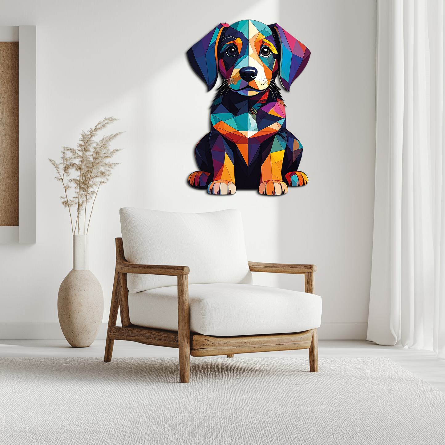 Colorful Geometric Dog Metal Wall Art