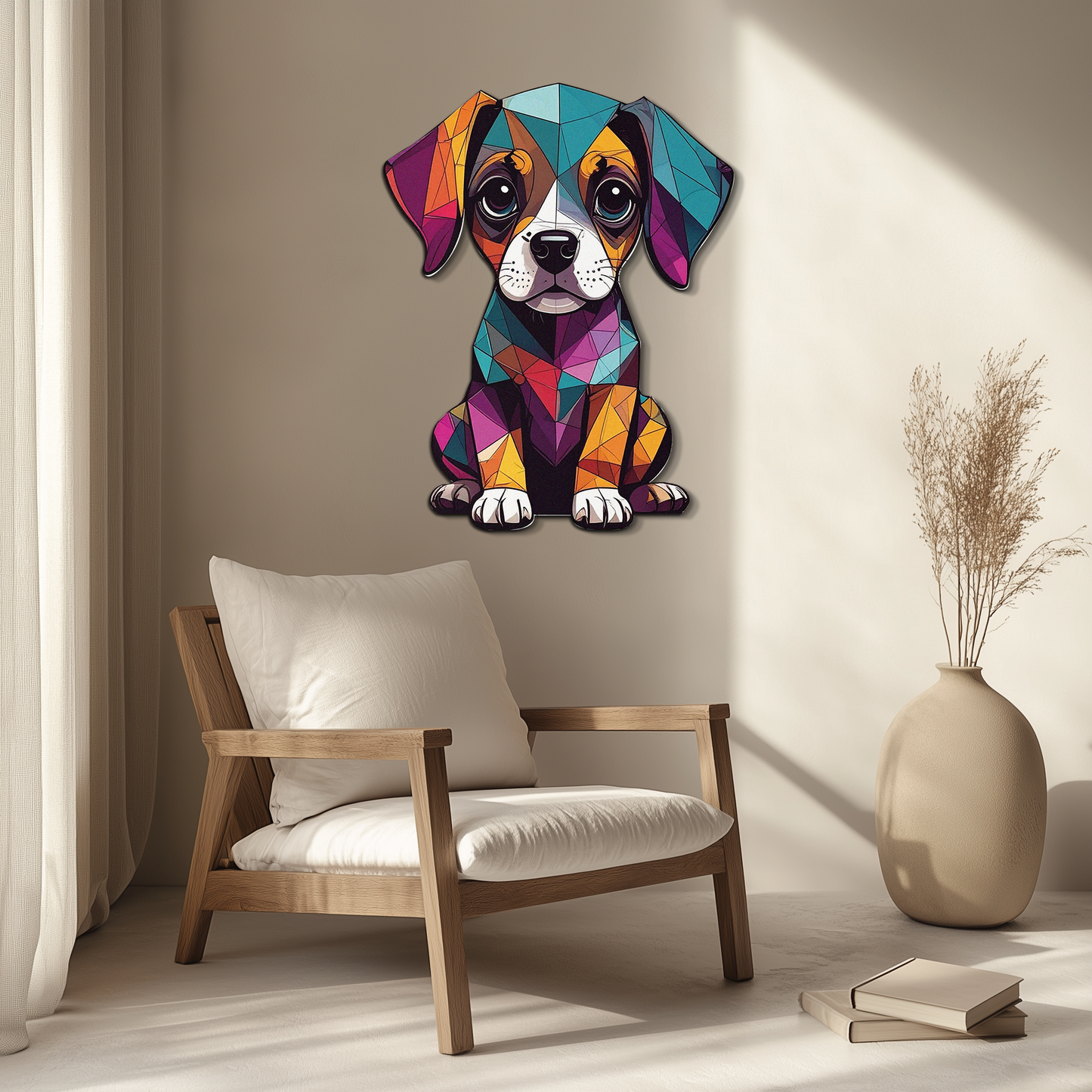Geometric Puppy Metal Wall Art - Color Pop Dog Decor