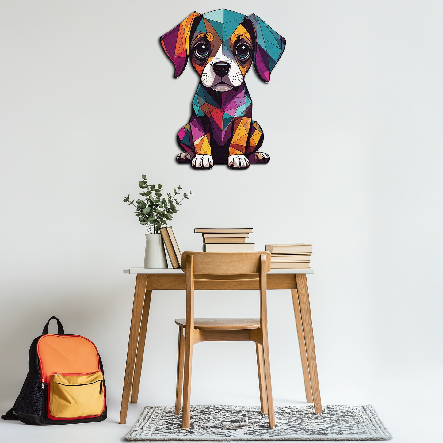 Geometric Puppy Metal Wall Art - Color Pop Dog Decor