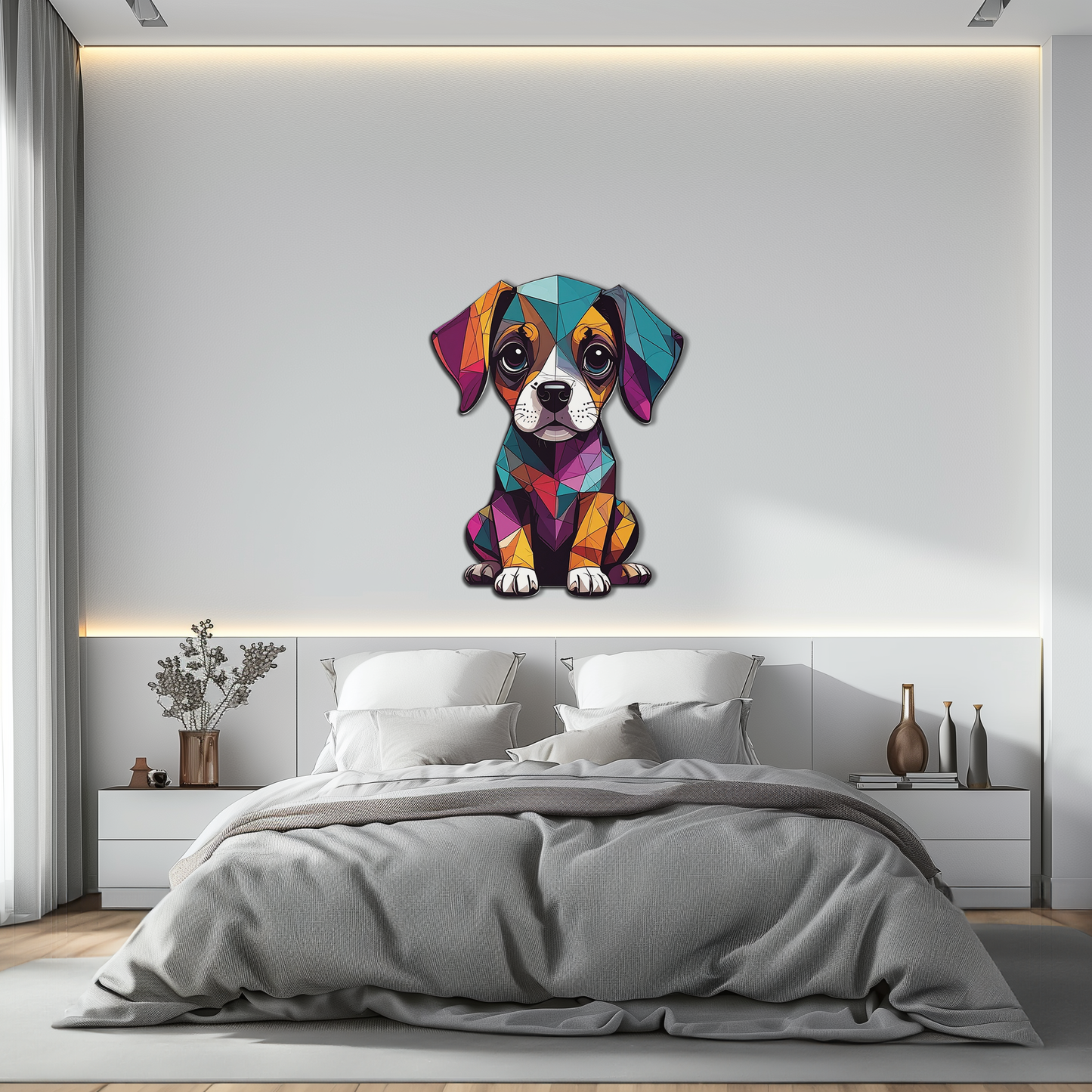 Geometric Puppy Metal Wall Art - Color Pop Dog Decor
