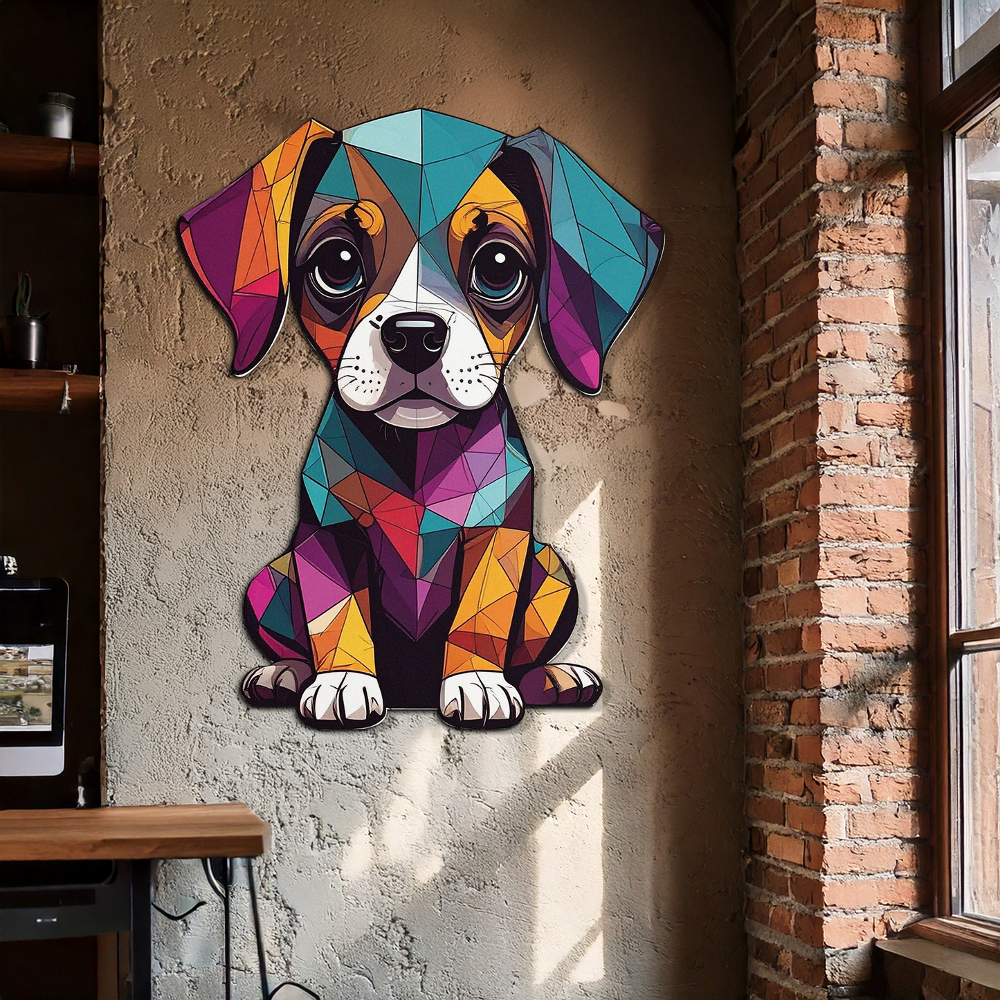 Geometric Puppy Metal Wall Art - Color Pop Dog Decor