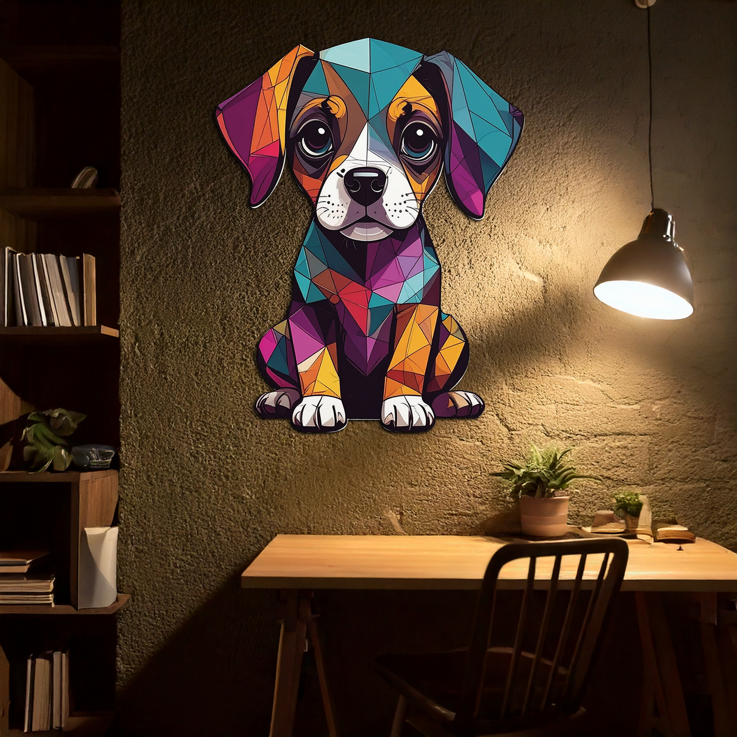 Geometric Puppy Metal Wall Art - Color Pop Dog Decor