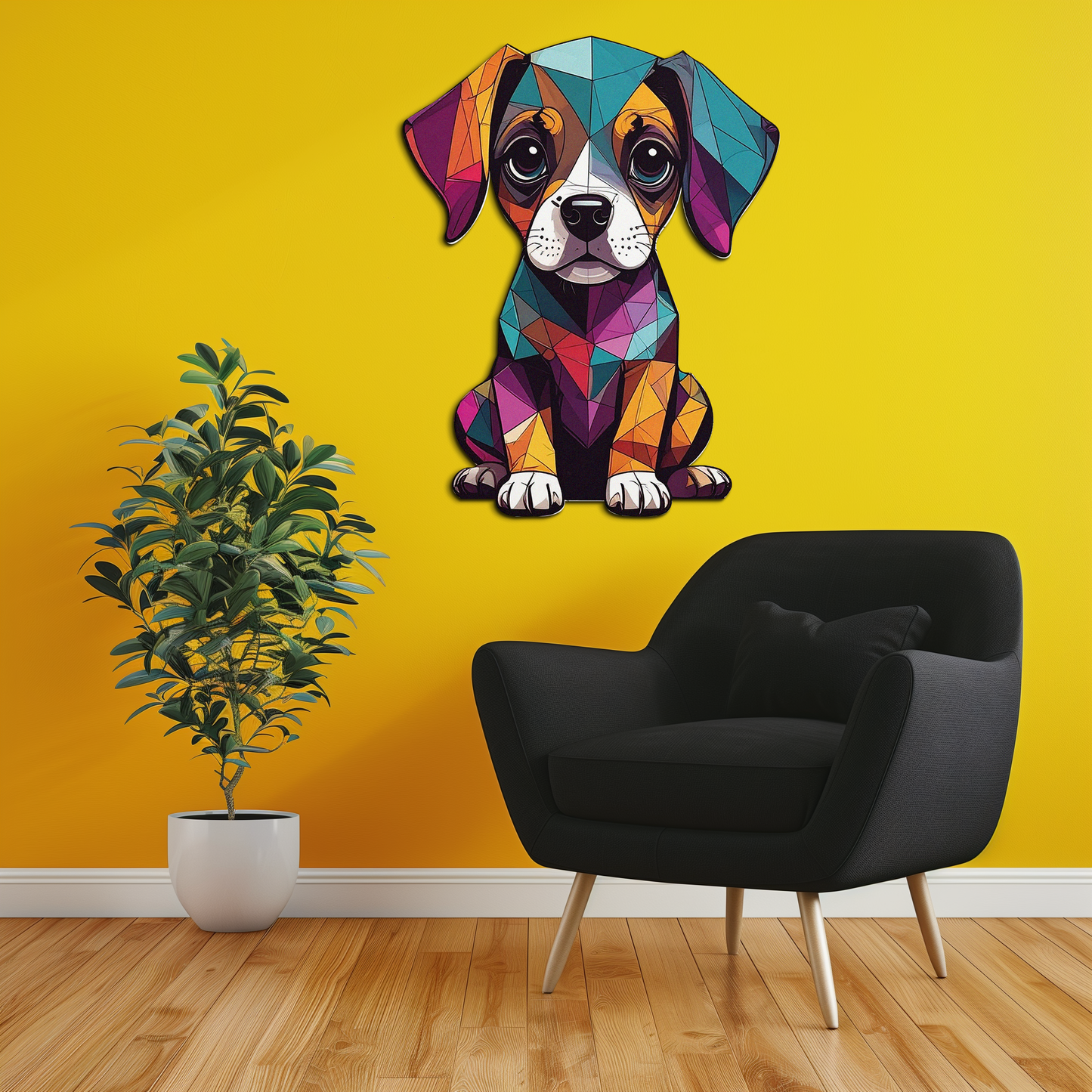 Geometric Puppy Metal Wall Art - Color Pop Dog Decor