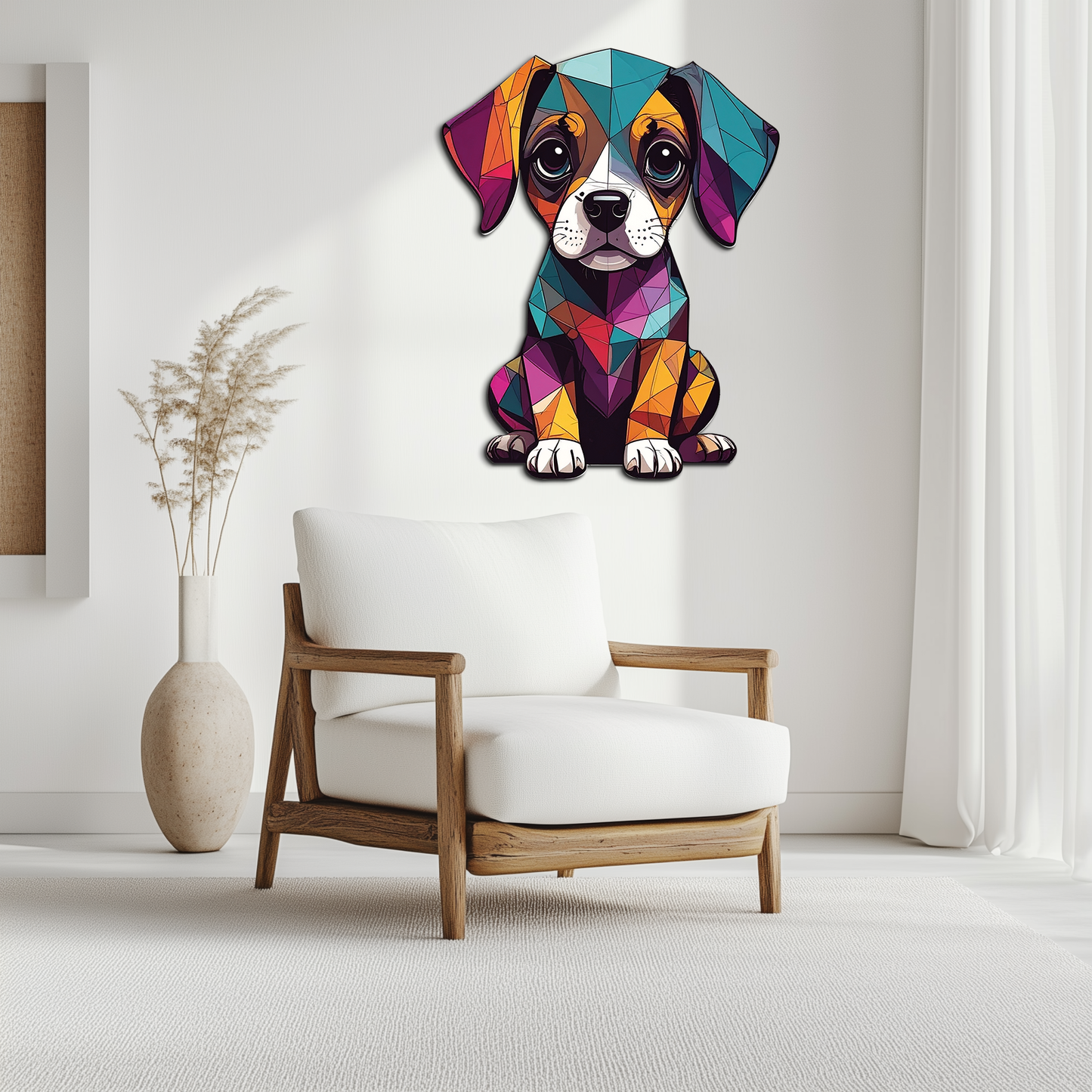 Geometric Puppy Metal Wall Art - Color Pop Dog Decor