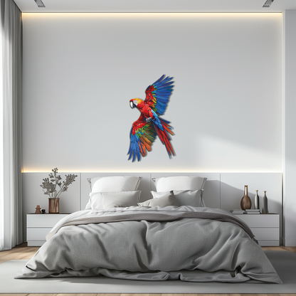 Colorful Parrot Metal Wall Art - Tropical Bird Decor