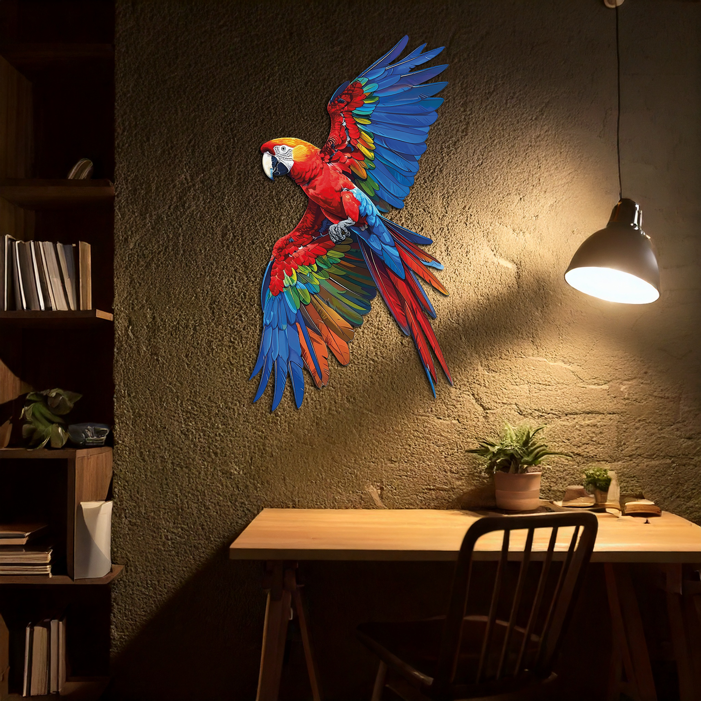 Colorful Parrot Metal Wall Art - Tropical Bird Decor