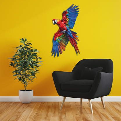 Colorful Parrot Metal Wall Art - Tropical Bird Decor
