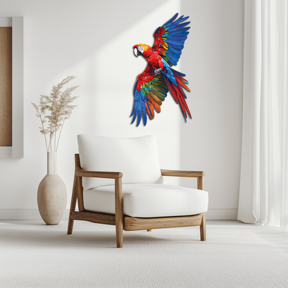 Colorful Parrot Metal Wall Art - Tropical Bird Decor