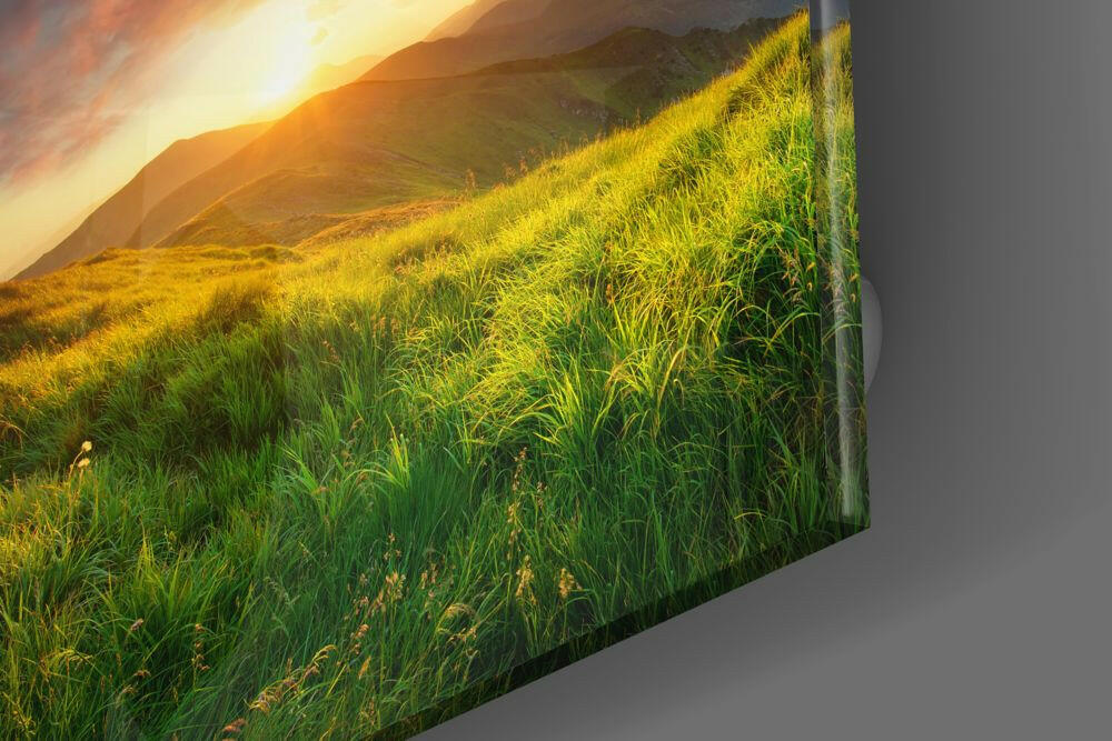 Square Mountain Landscape Glass Wall Art, Nature Print